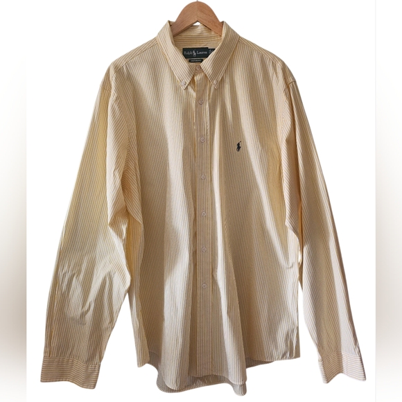 Ralph Lauren Other - Ralph Lauren Men's Yellow Pinstripe Custom Fit Cotton Dress Shirt Sz 18 36/37